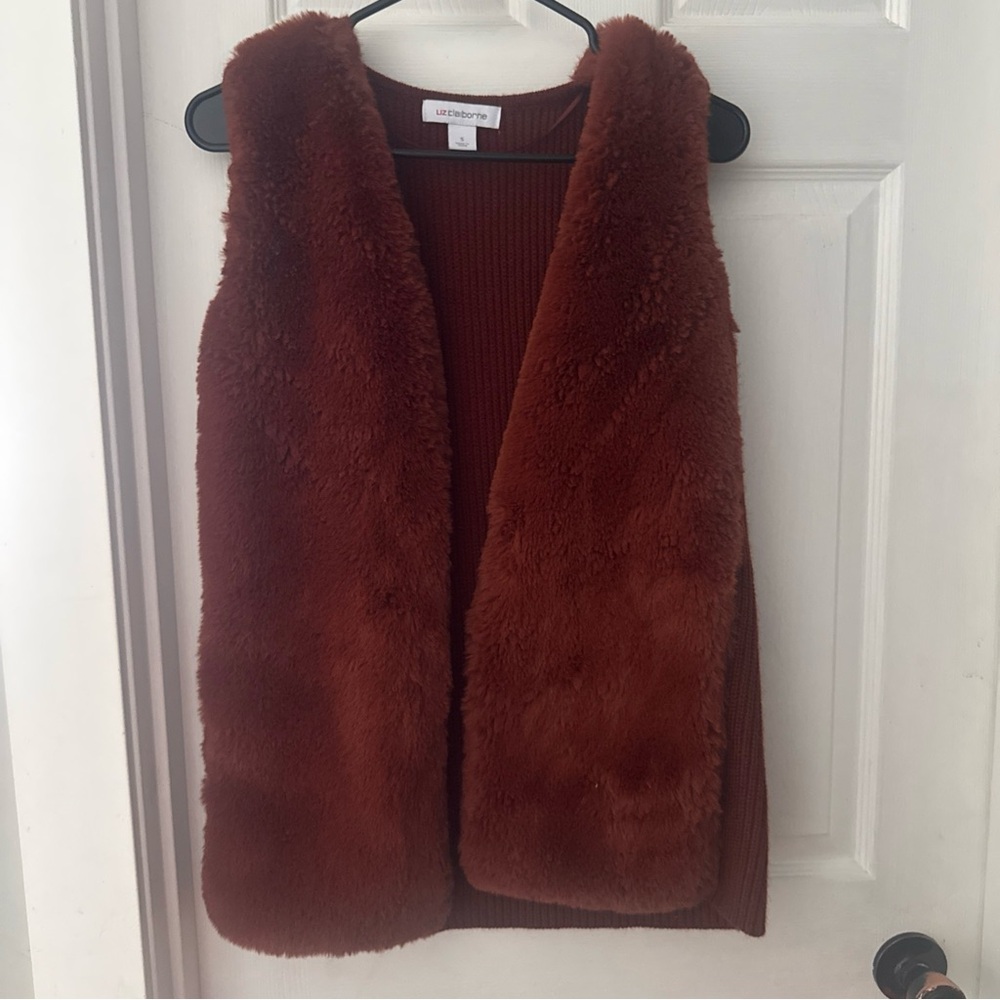 Liz Claiborne Brown Faux Fur Vest